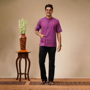 Purple Shaded Khadi Cotton Fatua