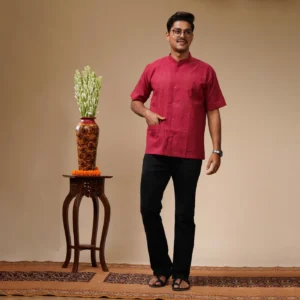 Maroon Khadi Cotton Fatua