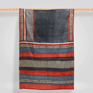 Charcoal Body & Multicolour Layer With Striped Gachi Tussar Printed Saree