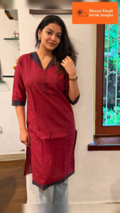 Khadi Cotton Kurtis- Earthy Maroon