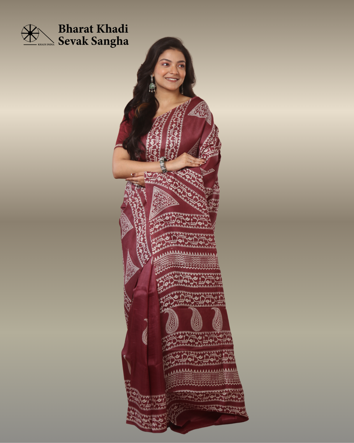 Rich Maroon Katan Silk Saree - Image 3