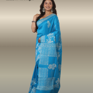 Radiant Sky Blue Katan Silk Saree