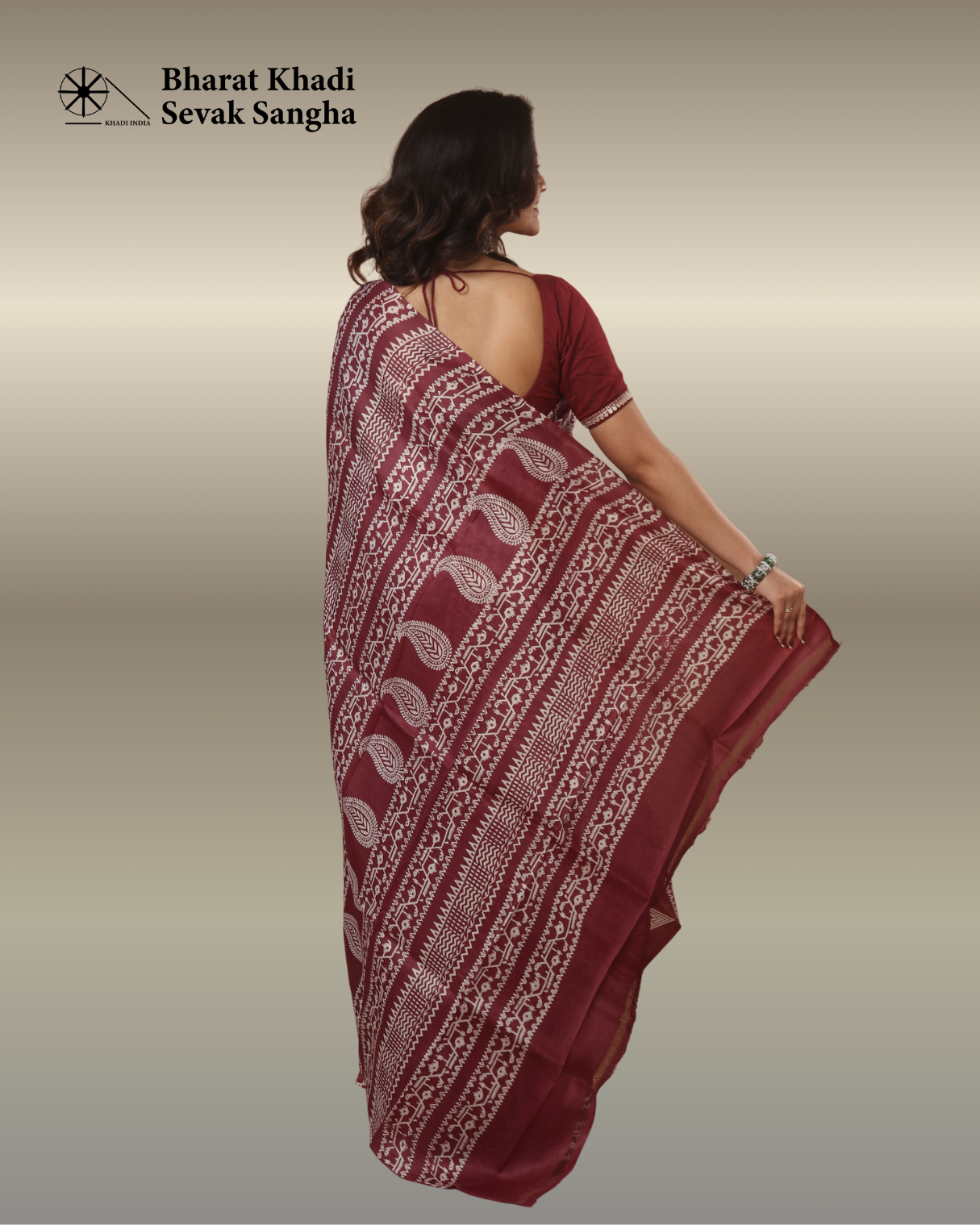Rich Maroon Katan Silk Saree - Image 2