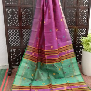 Rani Pink Bishnupuri Katan Silk Kalakshetra Saree